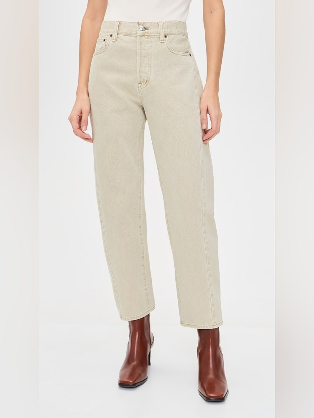 AYR Womans Cream Wide Straight Leg Jeans 28